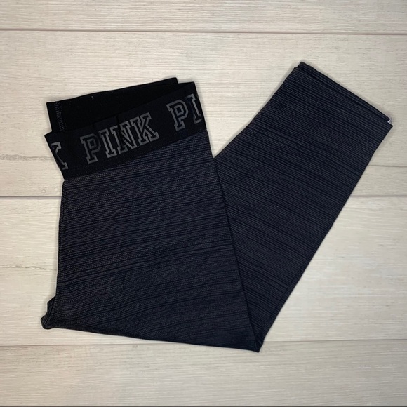 PINK Victoria's Secret Pants - Pink Ultimate Heathered Black Cropped Legging Size Small